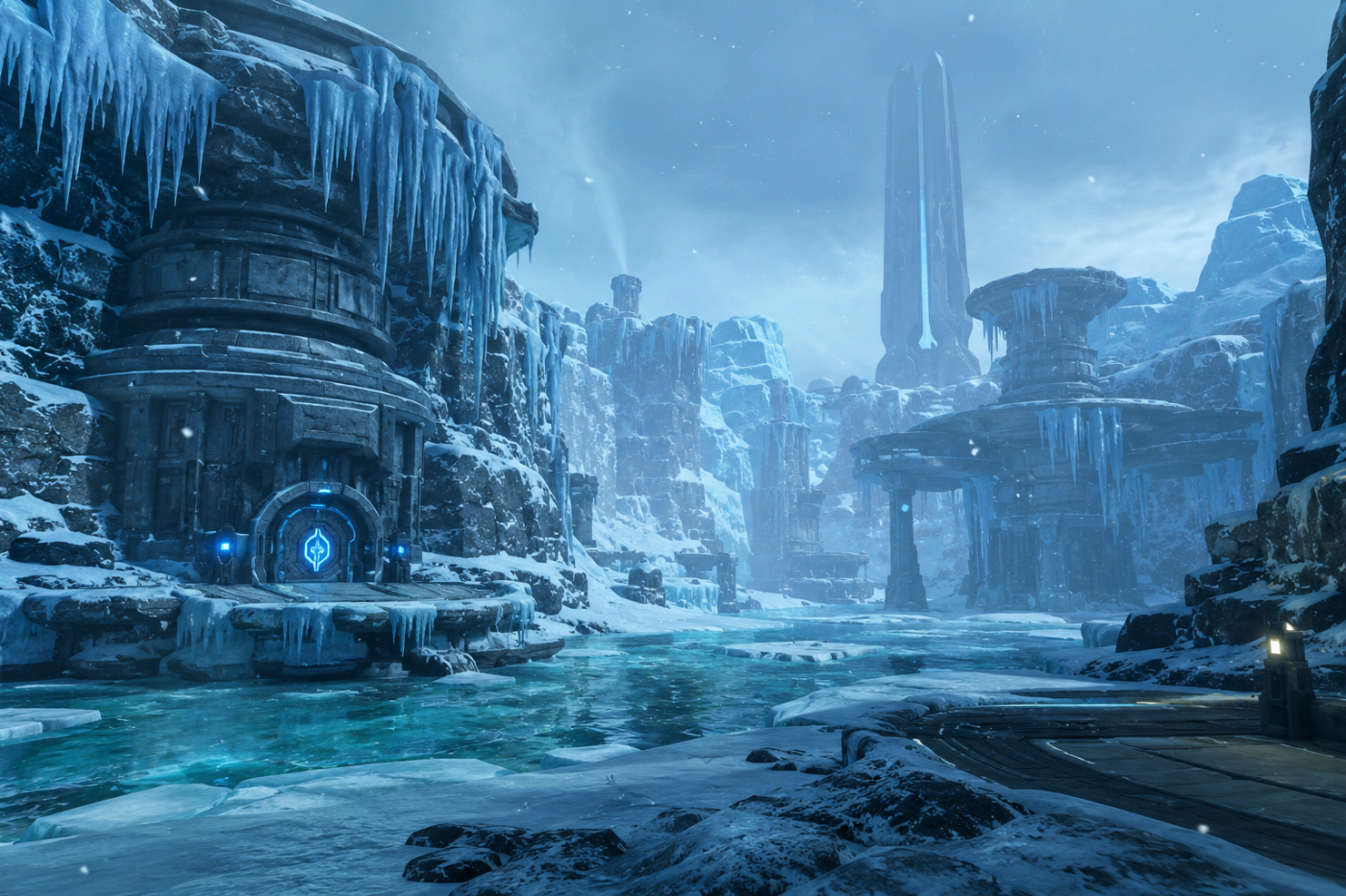 Metroid Prime Remastered › Phendrana Drifts under crystalline blue ice and snow