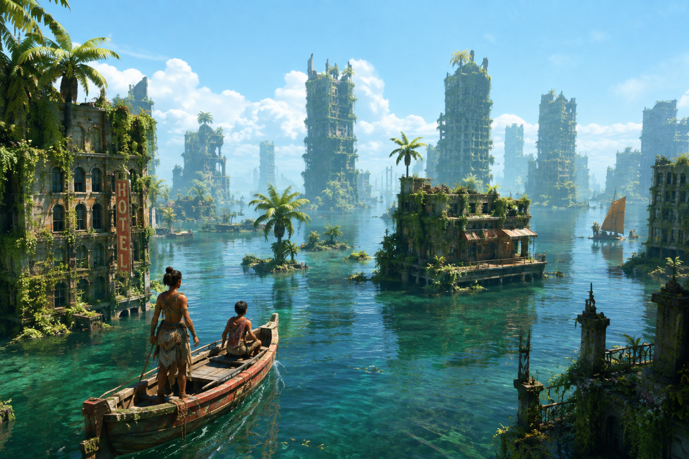 Submerged › Hidden Depths › A flooded city transformed into a tranquil green archipelago