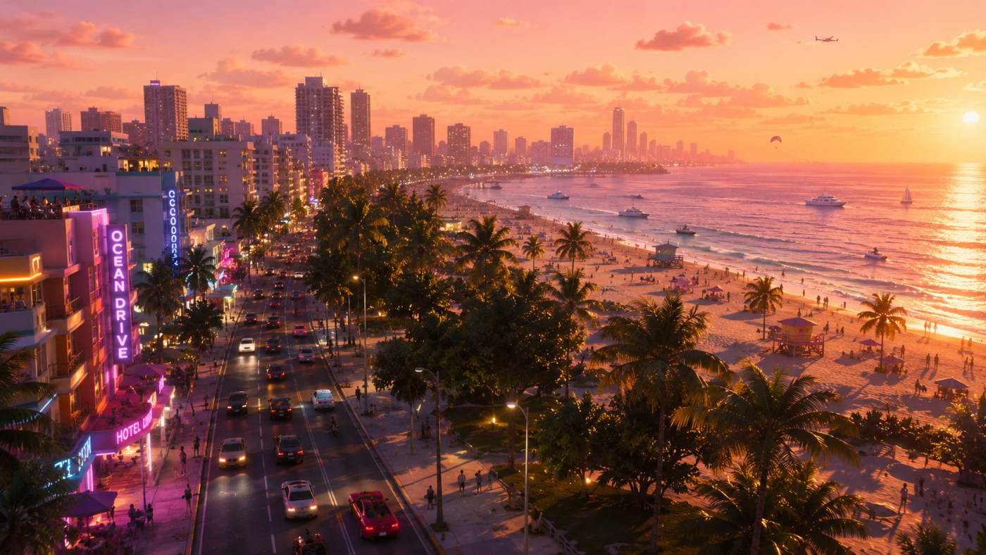 GTA 6 › Golden-Hour Coastal Cityscape