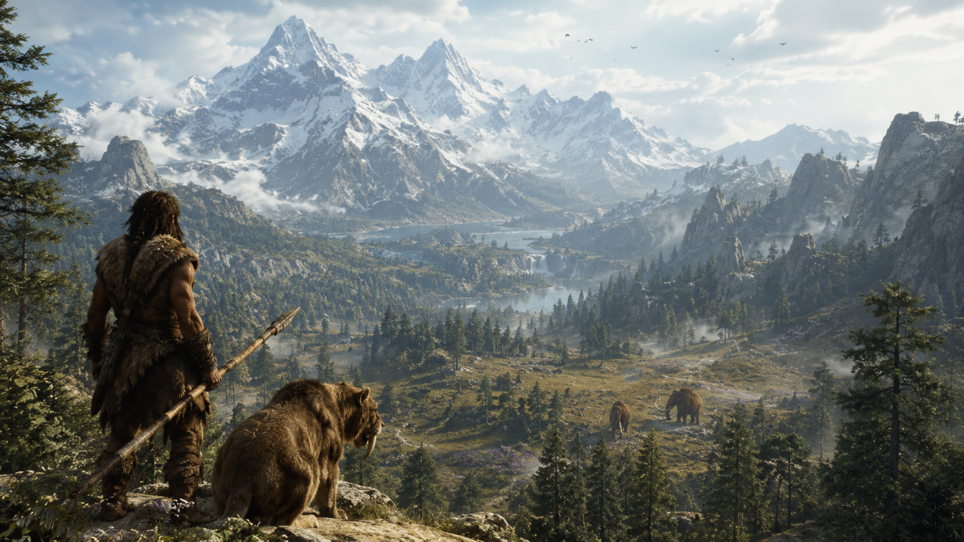 Far Cry Primal › A prehistoric valley framed by snow-covered peaks
