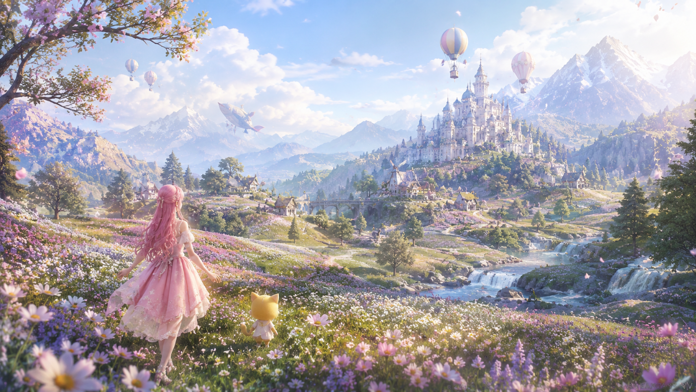 Infinity Nikki › A couture-fantasy meadow filled with flowers and soft light